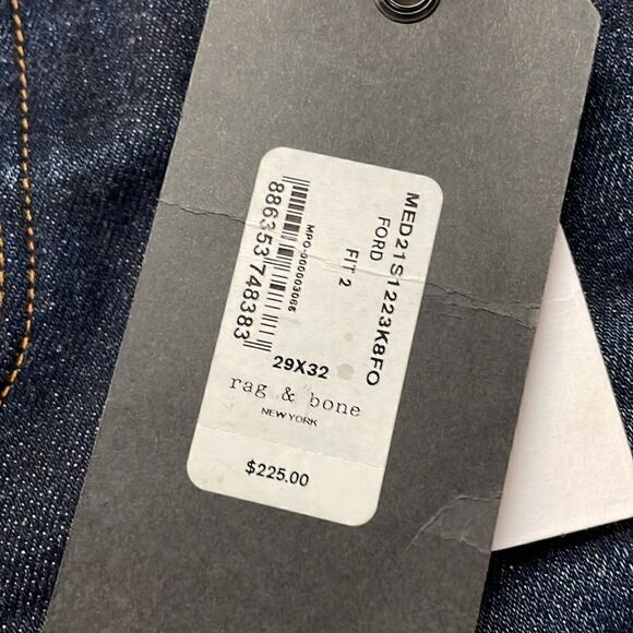 NWT New With Tags Rag & Bone Fit 2 Slim Button Fly Jeans 29x32 - Picture 5 of 13